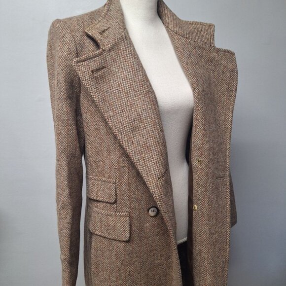 Mackintosh Montello Wool Jacket Brown Coat Buttons Vintage Womens Size 12 - Picture 5 of 16
